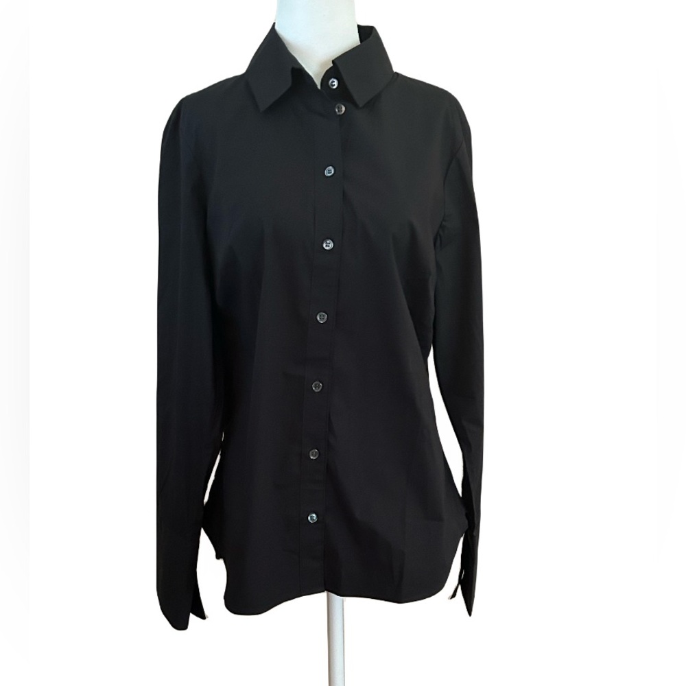 Banana Republic Women’s Size 12 Shirt Black Long Sleeve Button-Down Poplin NWT - Picture 5 of 11